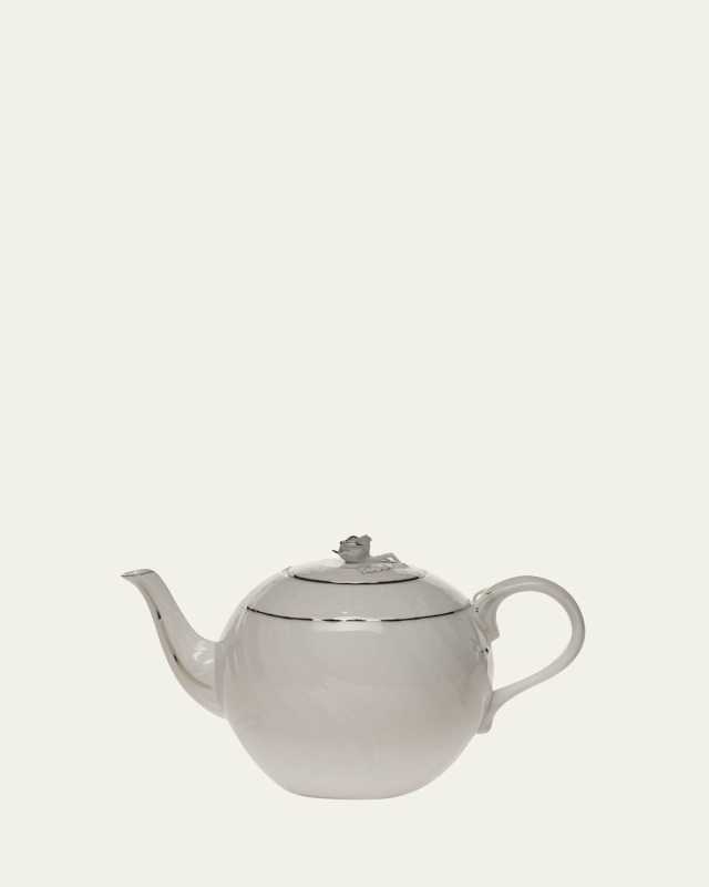 Platinum Edge Teapot with Rose